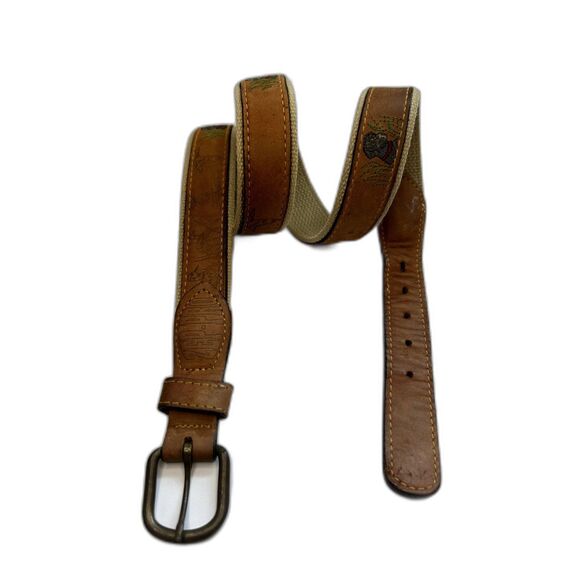 Zep Pro Men's 38 Nubuck Leather Canvas Belt Fishing Embroidered Hunting Dog - Picture 6 of 6